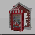 Coca Cola Vending Machine In Brick Building With Red And White Awning