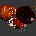 Enchanting Mushroom Shaped Building With Red White Spotted Caps Green Windows And Lanterns