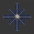 Detailed Space Station Model with Cross Shaped Solar Panels and Central Module