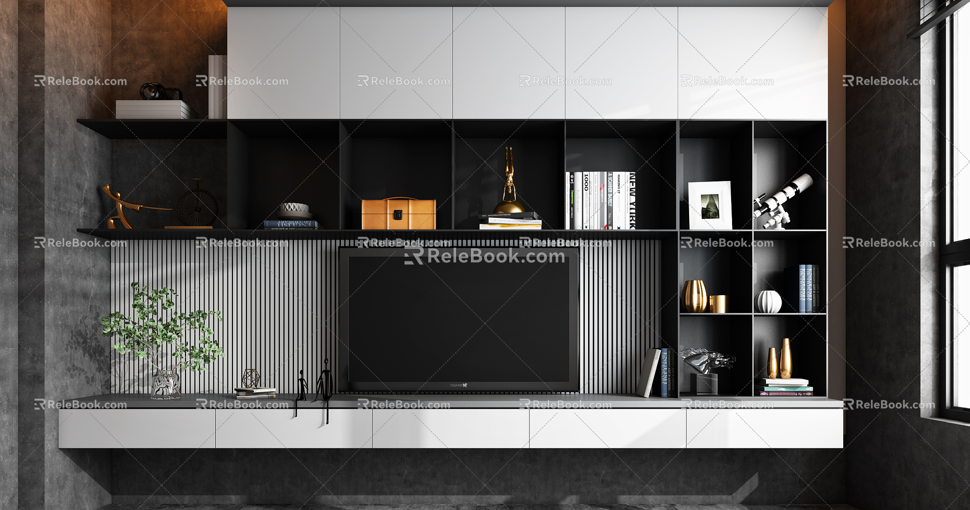 Modern TV Background Cabinet Integrated TV Cabinet 3d model