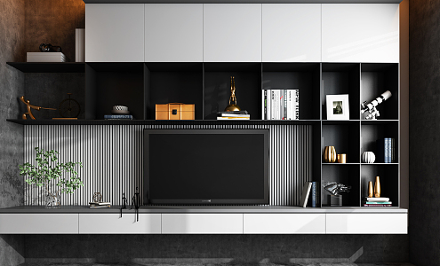 Modern TV Background Cabinet Integrated TV Cabinet 3d model