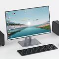 Modern computer monitor audio keyboard mouse 3d model