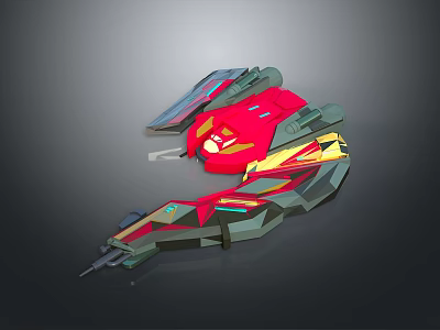 Colorful Futuristic Spaceship 3D Model With Detailed Cosmic Exploration Design Structure 3d model