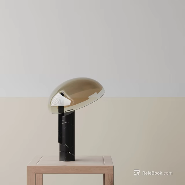 Elegant Modern Table Lamp With Transparent Curved Shade And Black Marble Base 3d model