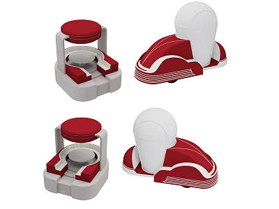 Modern Red And White Kids Chair With Rounded Backrest And Safe Toddler Design 3d model