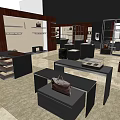 Modern Boutique Store Interior With Wooden Shelves Display Counters And Leather Bag