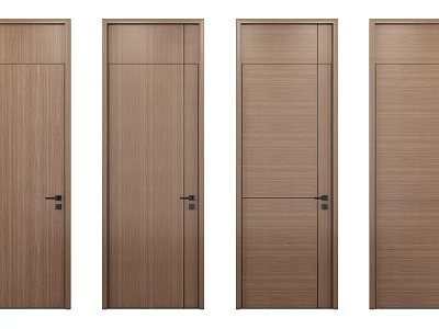 Modern Wooden Hinged Doors with Simple Design and Smooth Surface Finish 3d model