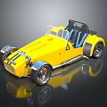 Yellow Open Top Sports Car With Blue Seats And Sleek Body Design