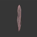 Gray Human Hair Model With Long Straight Strands And Natural Texture