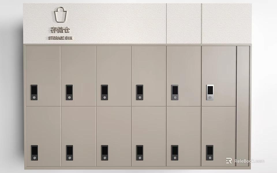Modern Metal Storage Lockers With Multiple Compartments And Electronic Locks 3d model 