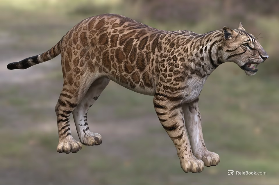 Large Spotted Striped Reptile in Prehistoric Standing Pose with Natural Look 3d model 