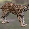 Large Spotted Striped Reptile in Prehistoric Standing Pose with Natural Look
