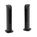 Two Black Tower Air Cooler Fans With Digital Display And Grille Design