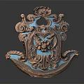 Vintage Copper Blue Decorative Storage Box With Intricate Carved Ornamental Patterns