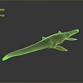 Realistic 3D Model of Aquatic Creature with Long Body and Fins on Dark Background