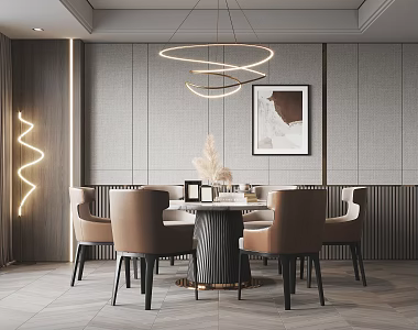 Light Luxury Dining Table and Chair Combination 3d model