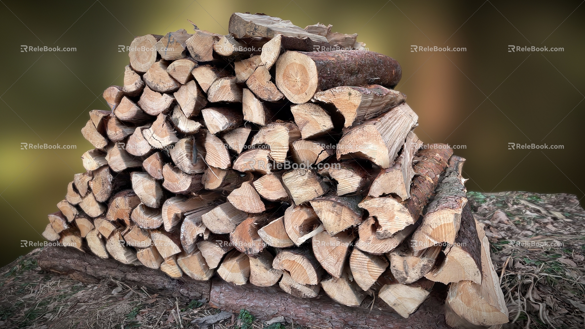 A pile of wood, wood, wood, wood, wood, wood, wood, wood, tree branches, tree trunks 3d model