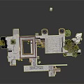 Ancient Stone Building Courtyard Design With Archway Steps Potted Plants And Trees
