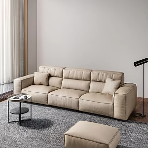 Modern Sofa Coffee Table Combination Italian Minimalist Three-Seat Sofa 3d model