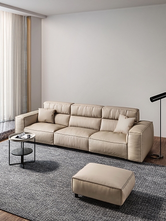 Modern Sofa Coffee Table Combination Italian Minimalist Three-Seat Sofa 3d model