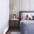 Modern side table double bedside table combination 3d model