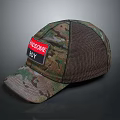 Camo Pattern Cap With Red Handsome Boy Label And Mesh Panel 3d model