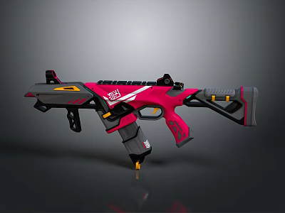 Modern Tactical Rifle Design With Pink Black Yellow Accents And Futuristic Features 3d model