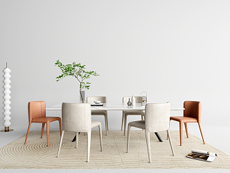 Modern Dining Table and Chair Combination Simple Dining Table and Chair Combination 3d model