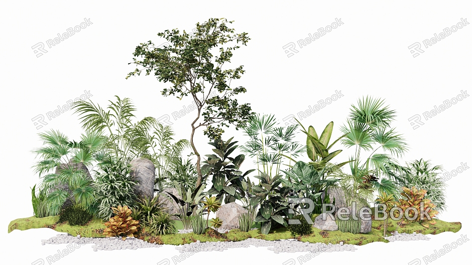 Modern Plant Combination Shrubs Trees Flowers and Plants Landscape Sketch model