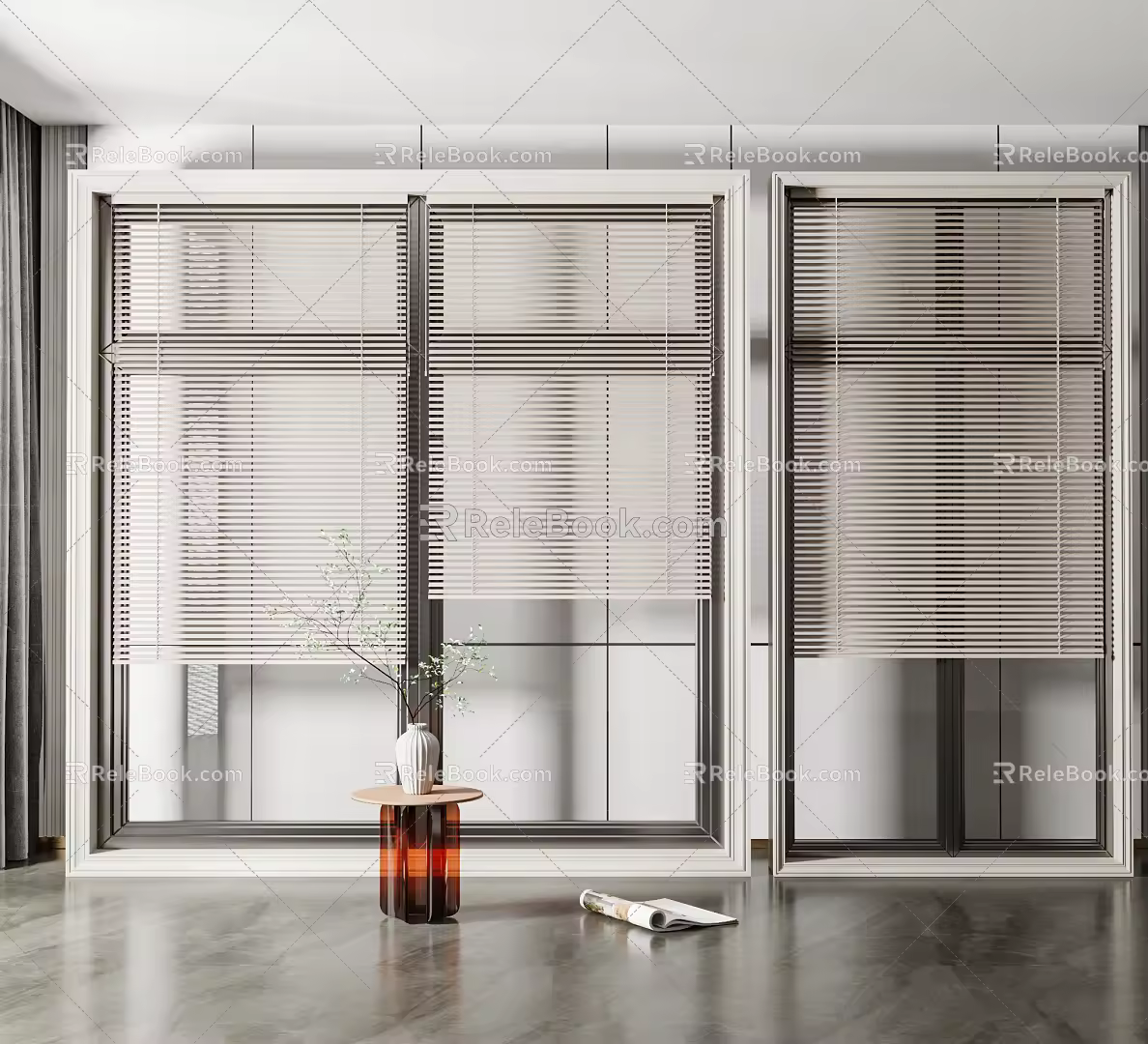 modern floor-to-ceiling windows louver floor-to-ceiling windows 3d model