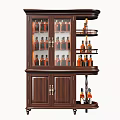 Wooden Wine Cabinet With Glass Doors Storage Shelves Bottles Display And Drawers