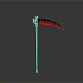 Decorative Polearm Weapon With Silver Handle Black Blade And Red Serrated Edges Design