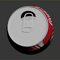 Dented Coca-Cola Can With Red And Silver Design And Water Droplets
