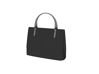 Stylish Black Handbag With Gray Handles And Simple Design For Daily Use 3d model