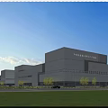 Modern Industrial Factory Building In Energy Saving Industrial Park With White Exterior And Green Surroundings