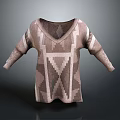 Modern Knitted V neck Sweater with Brown and White Geometric Pattern Design