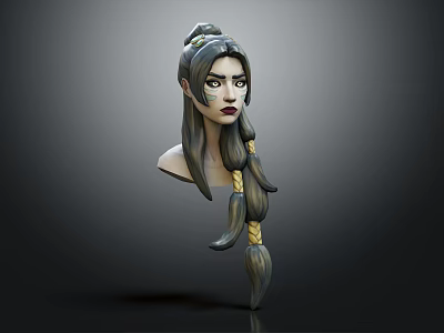 Female Fantasy Character Creature 3D Model With Braided Hairstyle And Pointed Ears 3d model