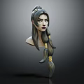 Female Fantasy Character Creature 3D Model With Braided Hairstyle And Pointed Ears