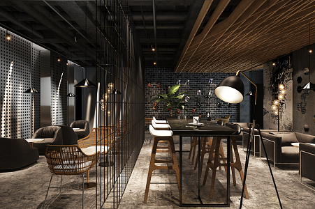 INDUSTRIAL LOFT RESTAURANT 3d model