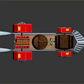 Red Cart Design With Wooden Barrel Seat Two Wheels And Metal Shovel