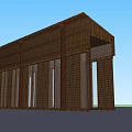 Modern Wooden Pergola with Elongated Structure and Columns in Architectural Design
