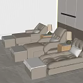 Modern Beige Leather Massage Chairs With Ottomans Lamps And Plants In Comfortable Room