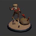 3D Man Character Model Wearing Hat Holding Colorful Object On Circular Base 3d model