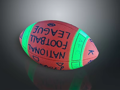 Vibrant Red Green Football With National Football League Text And Star Patterns 3d model