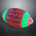 Vibrant Red Green Football With National Football League Text And Star Patterns