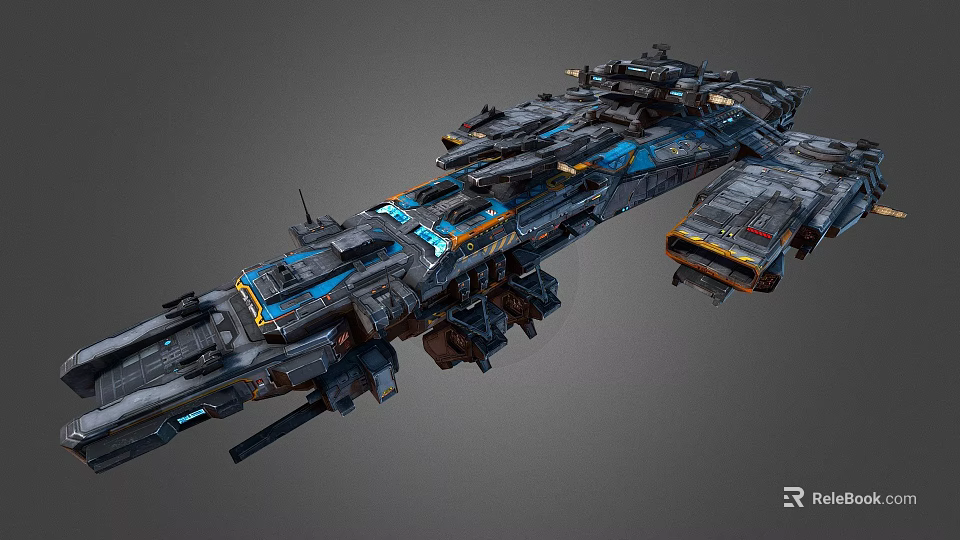 Futuristic Interstellar Starship With Large Detailed Sci Fi Structure And Metallic Exterior 3d model 