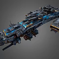 Futuristic Interstellar Starship With Large Detailed Sci Fi Structure And Metallic Exterior