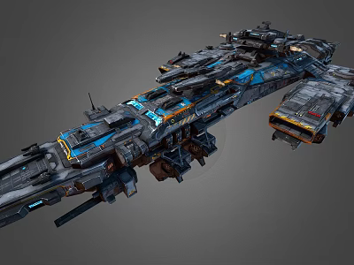 Futuristic Interstellar Starship With Large Detailed Sci Fi Structure And Metallic Exterior 3d model