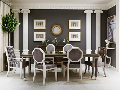 Dining table and chair combination 3d model Dining table and chair combination 3d model