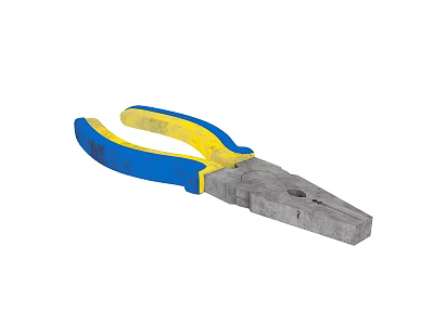 Durable Hardware Pliers With Blue Yellow Handles And Strong Metal Jaws 3d model